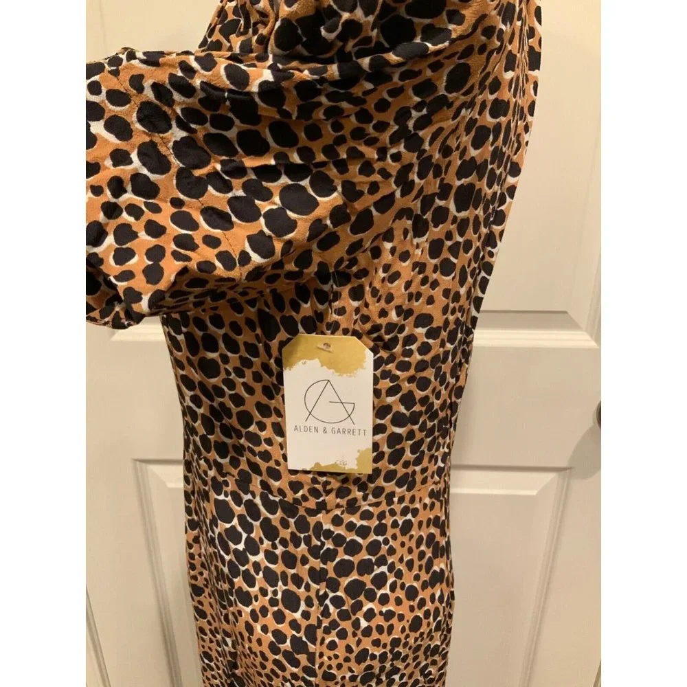Sea New York Brown & Black Leopard Print Short Sleeve Maxi Dress, Sz 6 - Picture 5 of 8